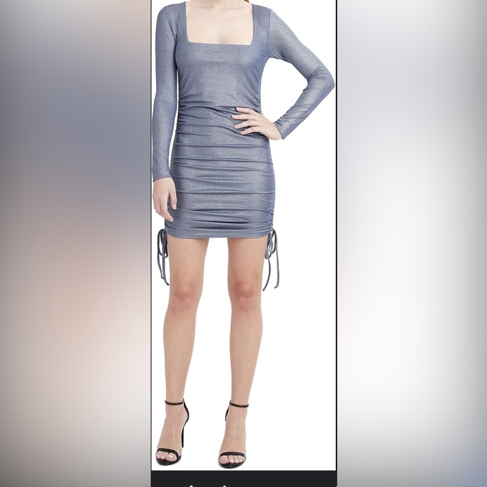 BCBGeneration Shimmering Blue Long Sleeve Dress woman’s mini
